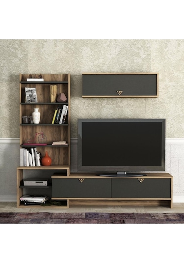 Dekorister Exclusive Pırıl Tv Ünitesi Ceviz-Antrasit