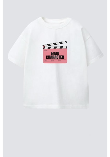 Monila Unisex Çocuk Pamuklu Bisiklet Yaka Baskılı T-shirt Pembe