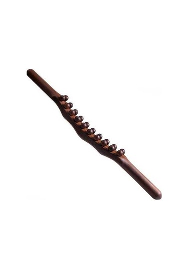 Novahub Carbonized 10+12-bead Beech Wood Massage Stick 58.5cm, Kahverengi, For Body/tendon Scraping Kahverengi