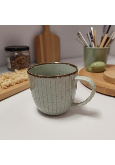 Vintage Seramik Kahve Kupası Gri