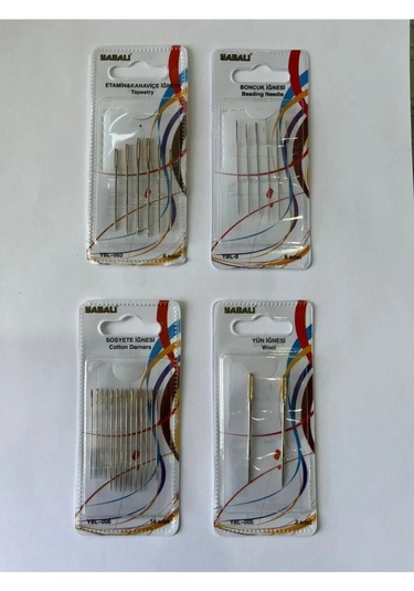 Iğne Paketi 4 Lü Set Boncuk Etamin Kanaviçe Sosyete Yün Iğnesi