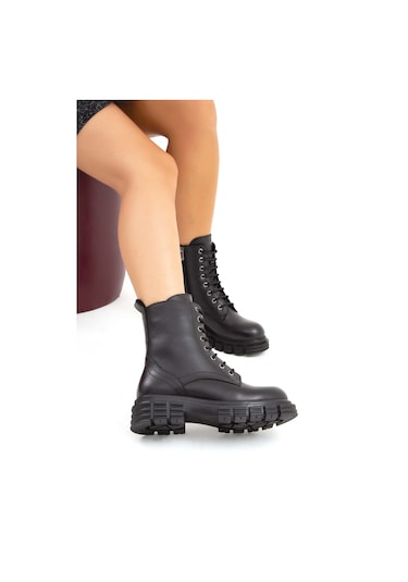 Tamer Tanca Kadın Hakiki Deri Siyah Deri Postal Bot 927 40297 Bn Bot Sk22/23 Sıyah Dr Siyah