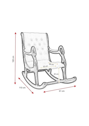 Asedia Vintage Kuğu Naturel Taş Rengi El Oyması Ahşap Sallanan Sandalye Dinlenme Koltuğu