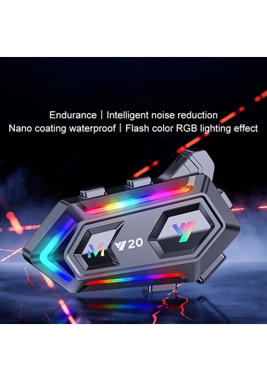 Yifomall "y20 Motosiklet Kask Kulaklığı: Bluetooth 5.3, Rgb Aydınlatma, 25 Saat Pil Ömrü, Ipx6 Su Geçirmez, Çift Cihaz Bağlantılı"