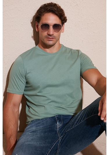 Buratti Pamuklu Regular Fit Bisiklet Yaka Erkek T Shirt 59020204 Elma Yeşili