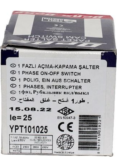 OPAŞ 1X25A 0-1 Aç-Kapa Şalter
