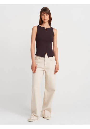 Dilvin 31764 Fermuar Detaylı Top-koyu Kahve