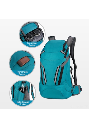 Jeehugo Suluğa Dayanıklı Nilon Outdoor Çanta - İçine Katlanabilir, Hafif, Yürüyüş Ve Dağcılık İçin Siyah Çift Omuzlu Sırt Çantası Siyah