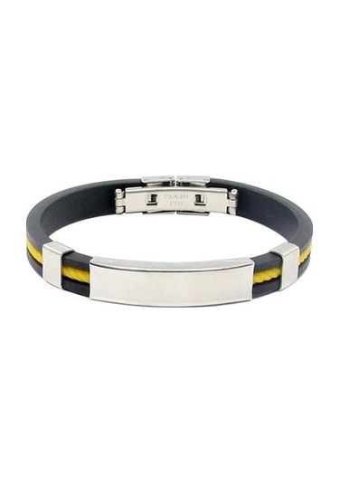 Novahub Sarı Erkek Kadın Serin Paslanmaz Çelik Kauçuk Bileklik Bileklik Toka Manşet Bilezik Sarı Sarı