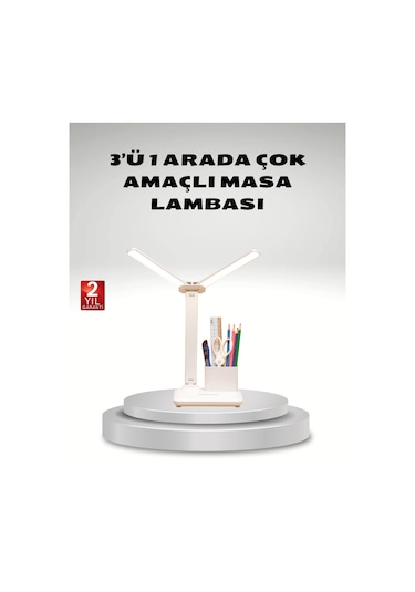 Kısılabilir Led Masa Lambası Kalemlik Ve Telefon Standlı, Göz Yormayan Işık