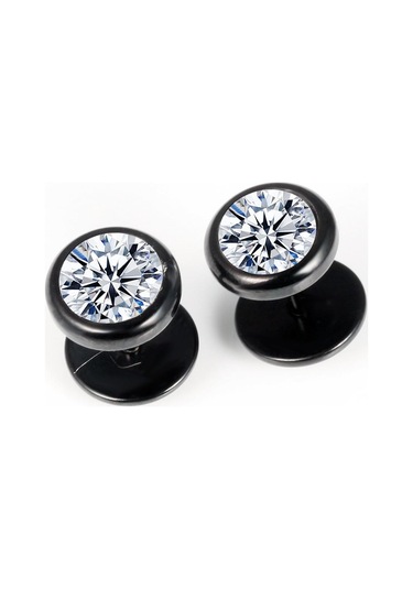 Siyah Op Retro Yuvarlak Küpe