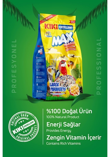 KIKI Excellent Kuş Max Menu Large Parakeets Büyük Pareket Yemi 500 Gr. KB306
