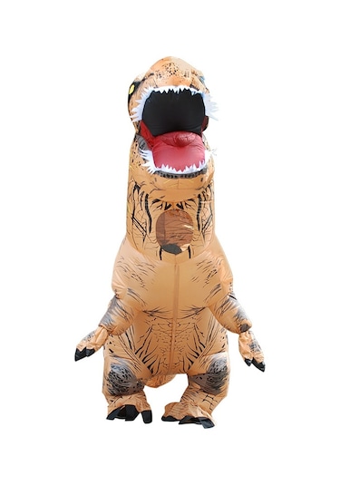 Şişme Dinozor Yetişkin Kostümü Cadılar Bayramı Şişirilmiş Ejderha Kostümleri Parti Karnaval Kostümü Kadınlar Erkekler İçin Kahverengi