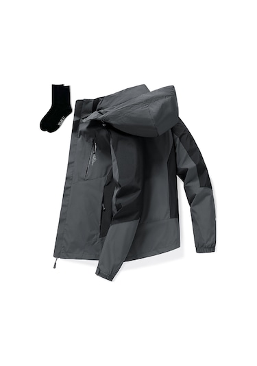 Sımıcg Kapüşonlu Su Geçirmez Ceket-koyu Gri. Koyu Gri