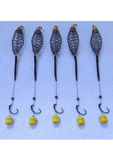 5 Adet Hamur Yaylı Sazan Rig Takımı Çift Sarı Esp Mısır'lı