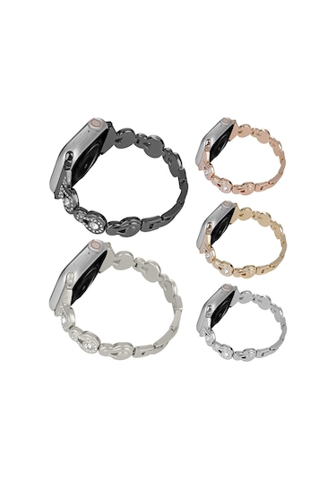 Sones iOS Uyumlu Watch Series 3 42mm Sukabağı Pırlanta Metal Saat Kordonu