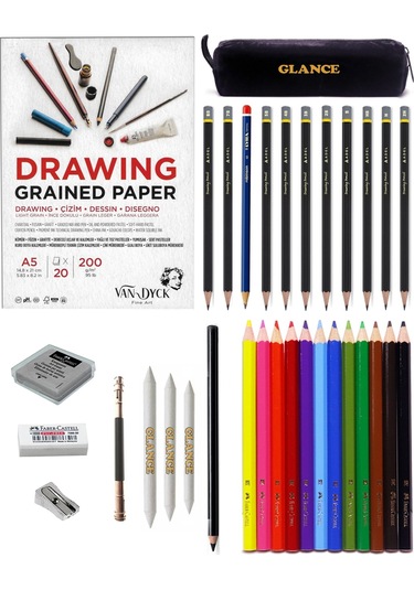 Van Dyck 200 Gr A5 Eskiz Defterli Adel Karakalem Ve Faber Kuruboya Kalemi Eskiz Seti