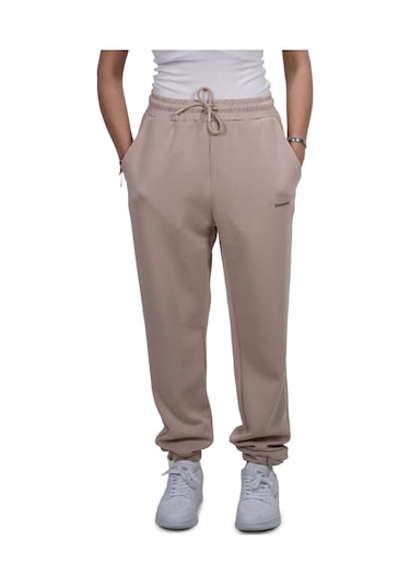 Kadın Modal Kumaş Lastikli Paça Bej Jogger Pantolon Bej