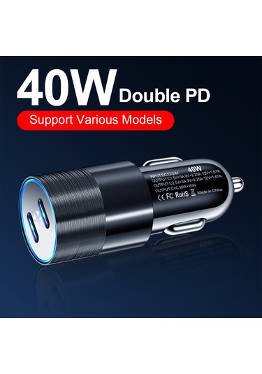 40w Çift Pd Hızlı Şarj 66w Usb Tip C Araç Telefon Şarj Adaptörü Pd Usb Pembe-çin