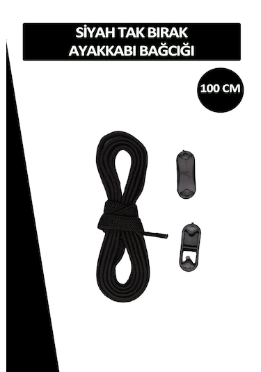 Elastik Siyah Akıllı Bağcık Tak Bırak Ayakkabı Bağcığı 100cm