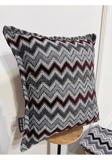 Nivemeshome Bordo Gri Elyaf Dolgulu Kırlent Kılıfı 45x45 Bordo-gri