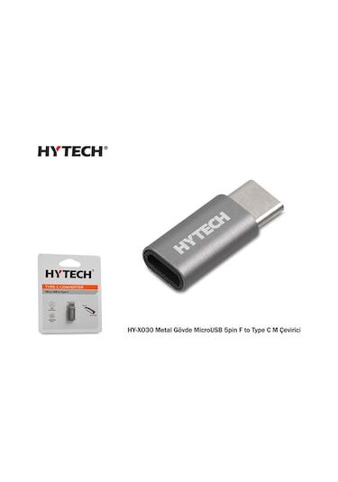 Hytech Hy-Xo30 Gümüş Metal Gövde Microusb 5Pin F To Type C M Çev