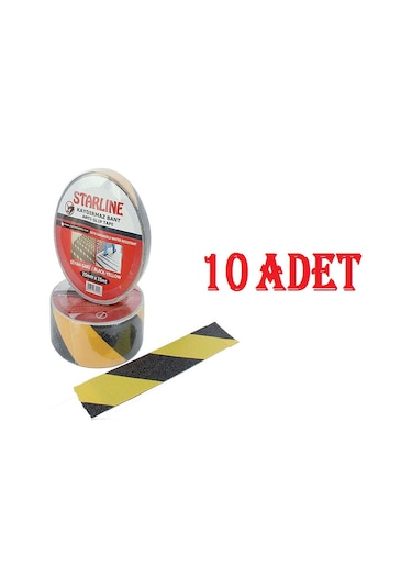 25 Mm*15M Yüksek Tutuşlu Kaydırmaz Bant Sarı-Siyah X 10 Adet