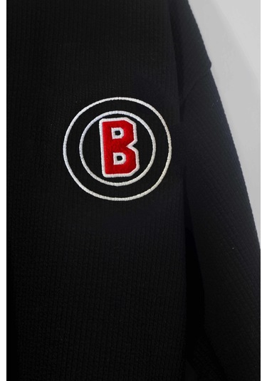 Erkek Çocuk B Nakışlı Alt Üst Pamuklu Takım 3-4 Yaş 8-9 Yaş Siyah