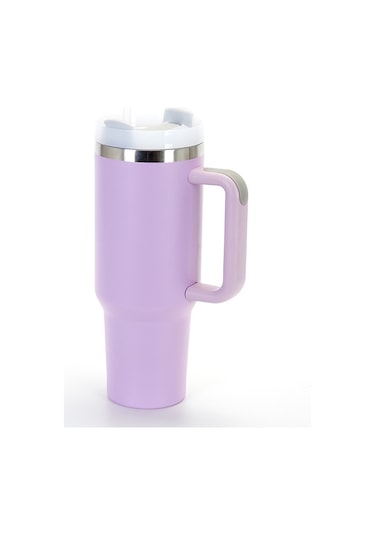 Jzcat Saplı Araba Kolçak Kutusu 304 Paslanmaz Çelik Büyük Kapasiteli Termal Kupa - Mor