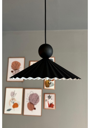 Avilla Metal Avize Tekli Siyah Tek Boncuk Kafa Rustik Cafe Mutfak Modern Sarkıt Aydınlatma Siyah