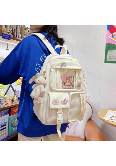 Vktech5'li Set Kawaii Kız Sırt Çantası - Okul, Seyahat Ve Kitap Taşıma Çantasıkoyu Gri Koyu Gri