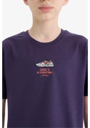 DeFacto Erkek Çocuk Bisiklet Yaka Nakışlı Kısa Kollu Tişört E0086A825SMPR289 DeFacto Erkek Çocuk Bisiklet Yaka Nakışlı Kısa Kollu Tişört E0086A825SMPR289