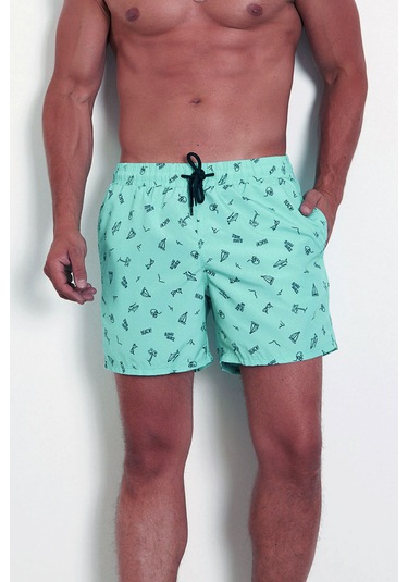 Enrico Ferry Erkek Aqua Hızlı Kuruyan Baskılı Deniz Şortu Edy2590 Aqua