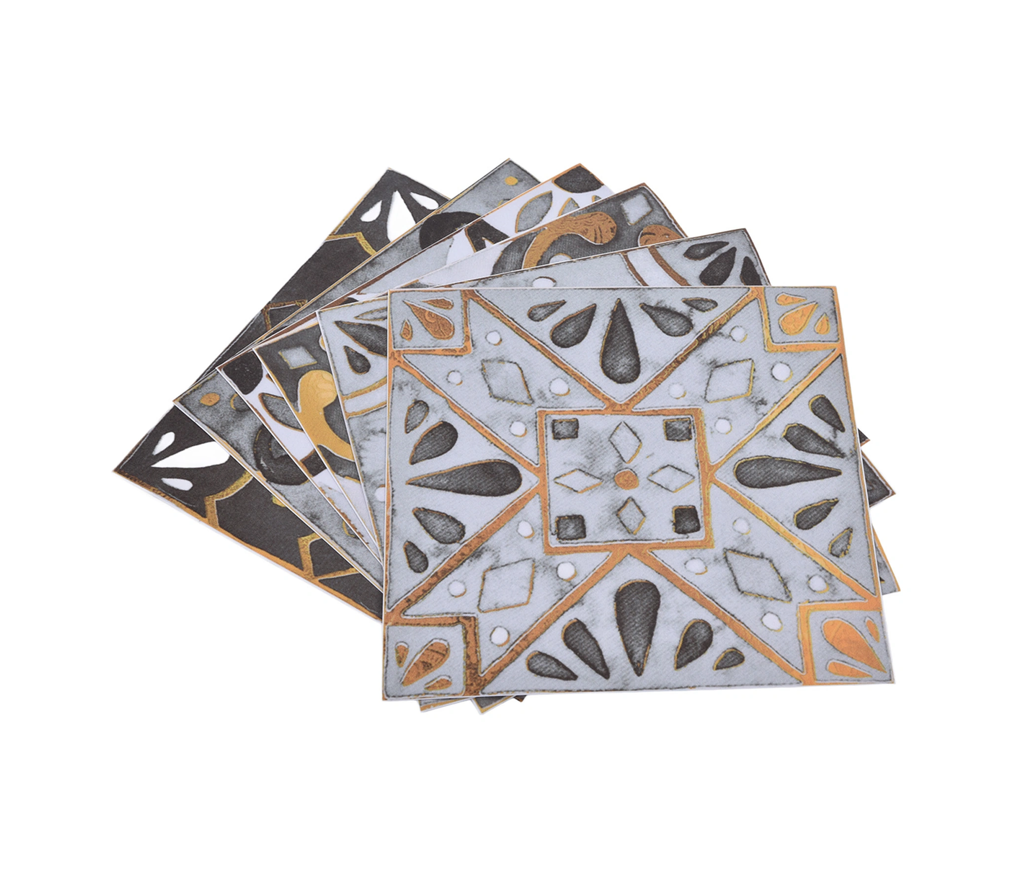 Geeroyoo 2 Paket Toplam 12 Adet 20x20cm Klasik Altın Kenar Pvc Duvar-floor Sticker: Su Geçirmez, Kendinden Yapışkan,复古 Dekoratif Mutfak/banyo Zemin Kaplama Diğer