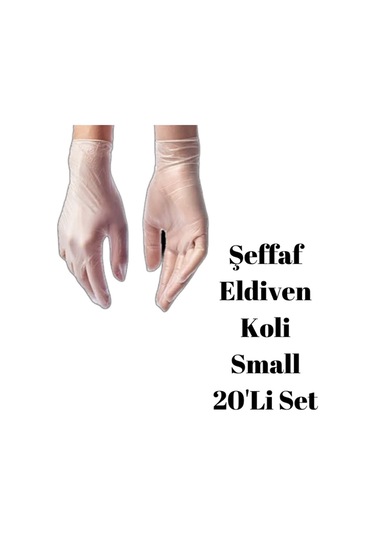Şeffaf Pudrasız Vinil Muayene Eldiveni Pudrasız 100 Lük Small Koli 20'li Set - 100