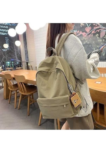 Luckydog Kadın Naylon Sırt Çantası Öğrenci Okul Çantası Büyük Kapasiteli Seyahat Sırt Çantası Beyaz Beyaz