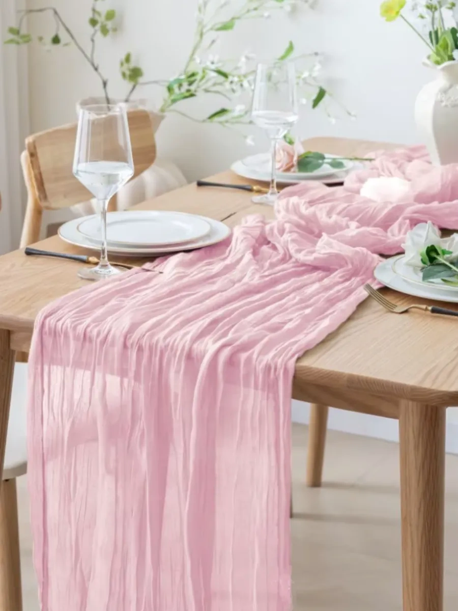 Pener 4 M Kumaş Masa Örtüsü, Masa İçin Paspas, Düğün Dekorasyonu 230778016 Açık Pembe