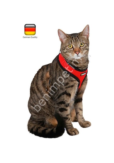 Kedi Gezdirme Tasması 120 CM Kayışlı Kırmızı