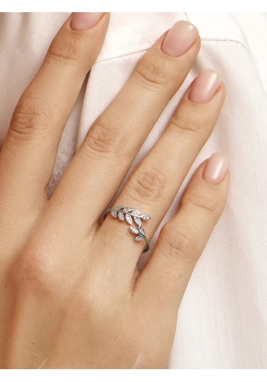 Zoloto Russkih 925 Ayar Gümüş Yaprak Yüzük 72004937 Gri