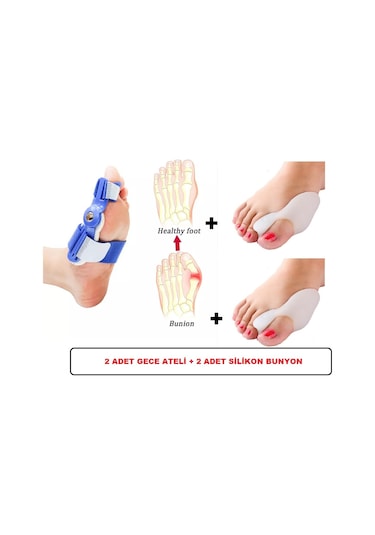 HALLUKS  VALGUS GECE ATELİ MAVİ SİLİKON BUNYON SETİ 2 adet