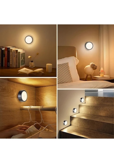 Xuweiwei Hotu 4 Adet Uzaktan Kumandalı Led Duvar Aplikasyonu Ayarlanabilir Manyetik Klips Işık 3 Renk Seçeneği Pil İle Çalışır Abs Plastik Beyaz