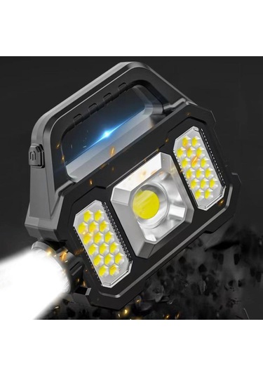 Taşınabilir Led Spot Süper Parlak Led Çalışma Işığı Projektör Açık Kamp İçin Güneş Usb Şarj Edilebilir Lamba Led El Feneri Soğuk Siyah