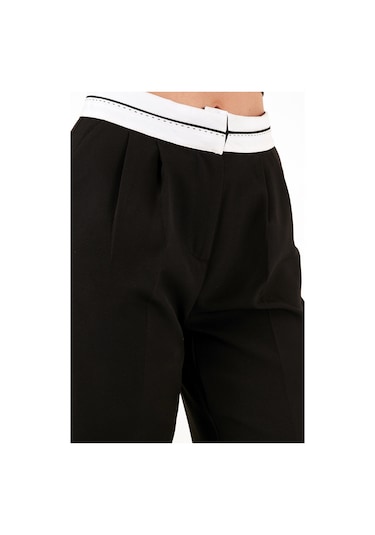 Lela Yüksek Bel Regular Fit Geniş Paça Bayan Pantolon 611Pl061 Siyah