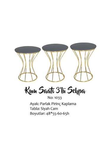 Brc Kum Saat Model Zigon Şık Düz Siyah Temper Cam Metal Transmisyon Çelik Gold Renk Kaplama El Yapım