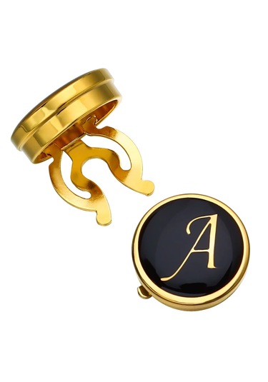 Omark Cotton A Harfi Düğme Kapağı Altın - Siyah