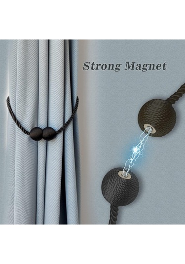 Manyetik Perde Bağları Siyah 2 Adet, Perde Bağları Tokaları Tutucular Kancalar Klipsler Ev, Dış Mekan, Yatak Odası, Ofis, Dekoratif Perde Diğer