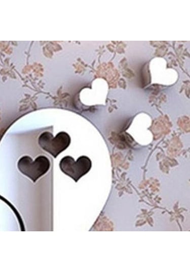 Beyaz 1 Takım Duvar Çıkartmaları Yapışkanlı Çıkarılabilir Düz Renk Kalp Şekli Beyaz