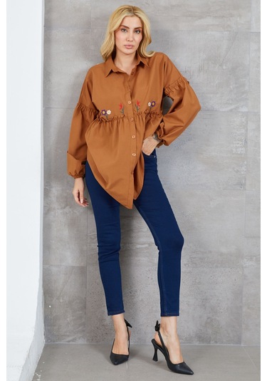 Dparis Çiçek Nakışlı Gömlek