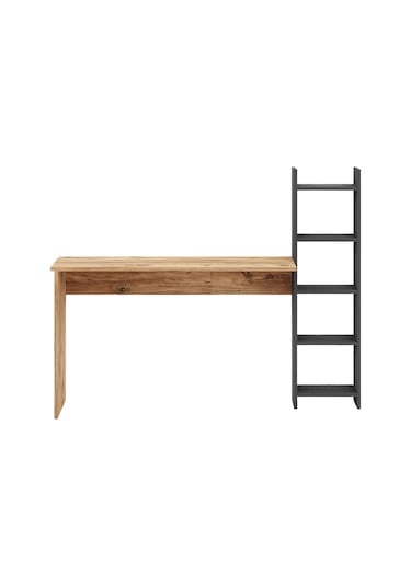 Kitaplıklı Fonksiyonel Çalışma Masası Atlantik Çam- Antrasit Gri