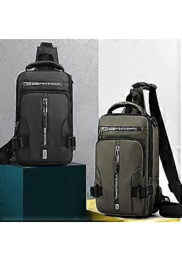 Erkek Omuz Çantası, Çapraz Askılı Çanta, Usb Portlu Hırsızlığa Karşı Göğüs Çantası Omuz Çantası Yeşil